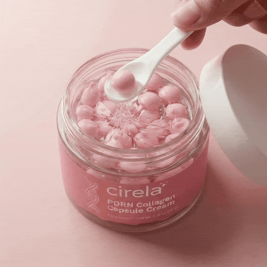 Cirela capsule cream being crushed and blended